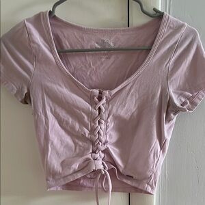 Hollister Light Pink Lace-Up Crop Top